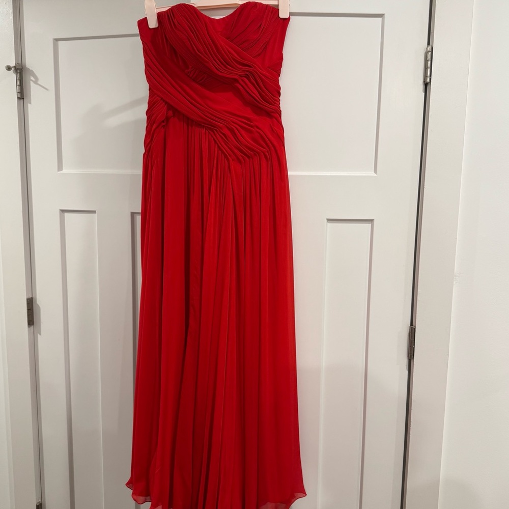 Badgley Mischka Celebrity Gown, Red Chiffon, Size 4 - Picture 5 of 15